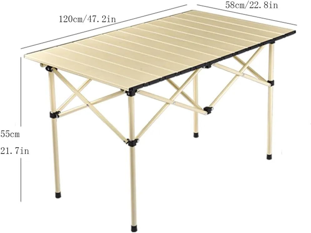 Lightweight Aluminum Folding Table Compact Roll Up Table with Carry Bag for Camping Picnic Backyards