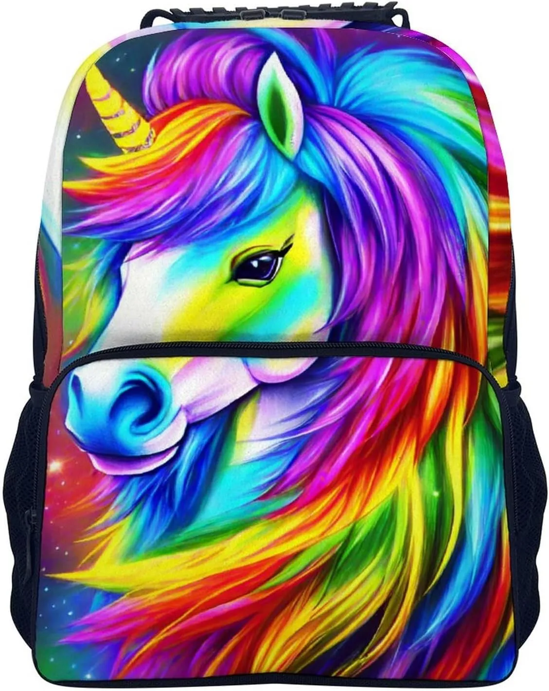 Lightweight Daypack for Camping Business Walking Cycling - Large Capacity Anti-Theft Multipurpose Bookbag, Colorful Rainbow Horse Art Gym Outdoor Hiking Backpack