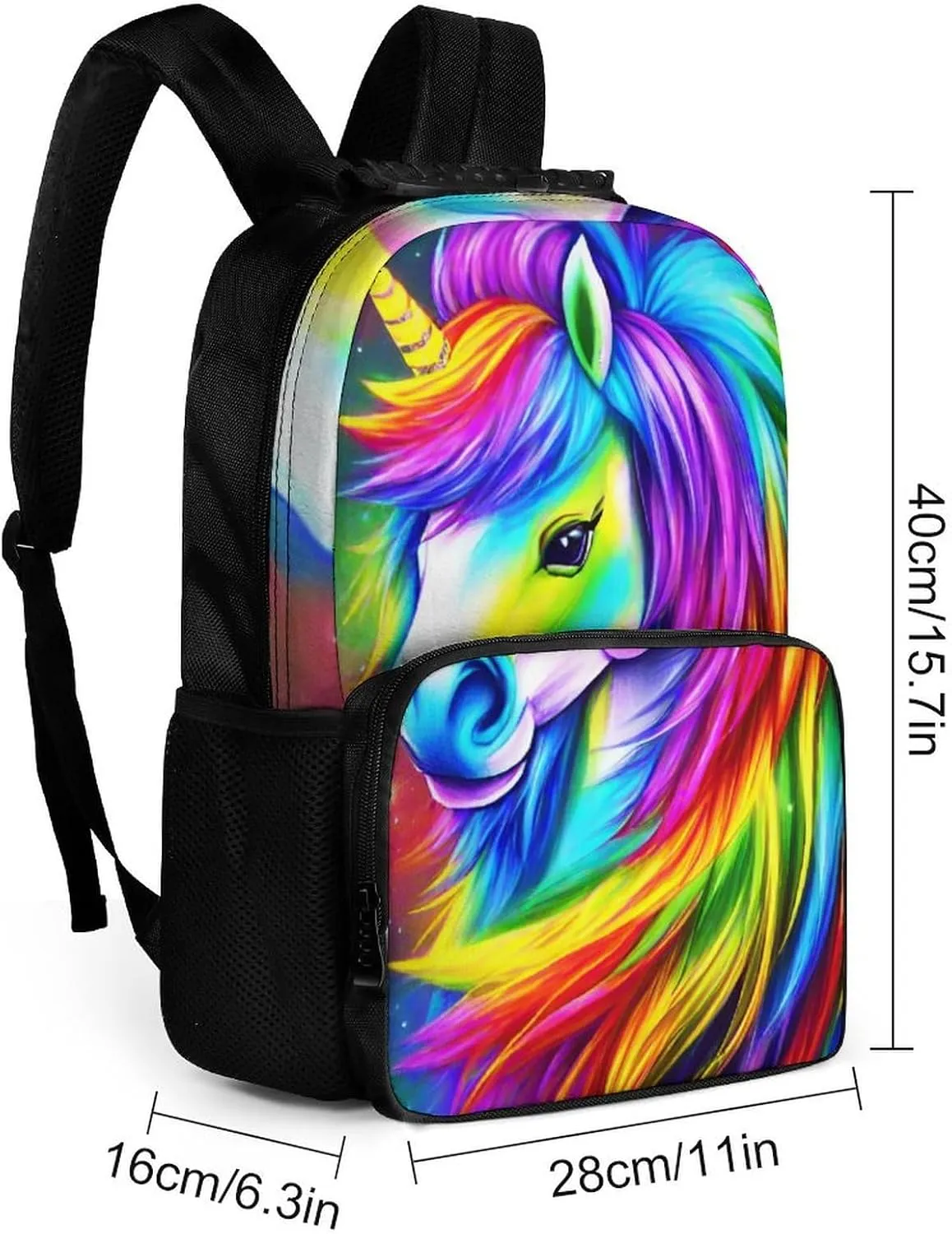 Lightweight Daypack for Camping Business Walking Cycling - Large Capacity Anti-Theft Multipurpose Bookbag, Colorful Rainbow Horse Art Gym Outdoor Hiking Backpack