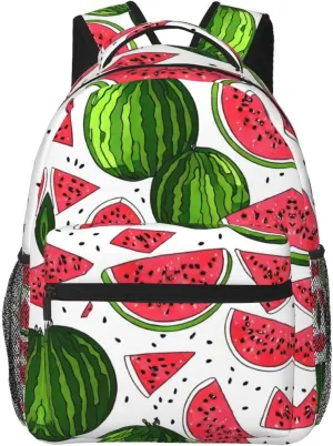 Lightweight Daypack for Camping Business Walking Cycling - Large Capacity Anti-Theft Multipurpose Bookbag, Delicious Watermelon Red Green Gym Outdoor Hiking Backpack
