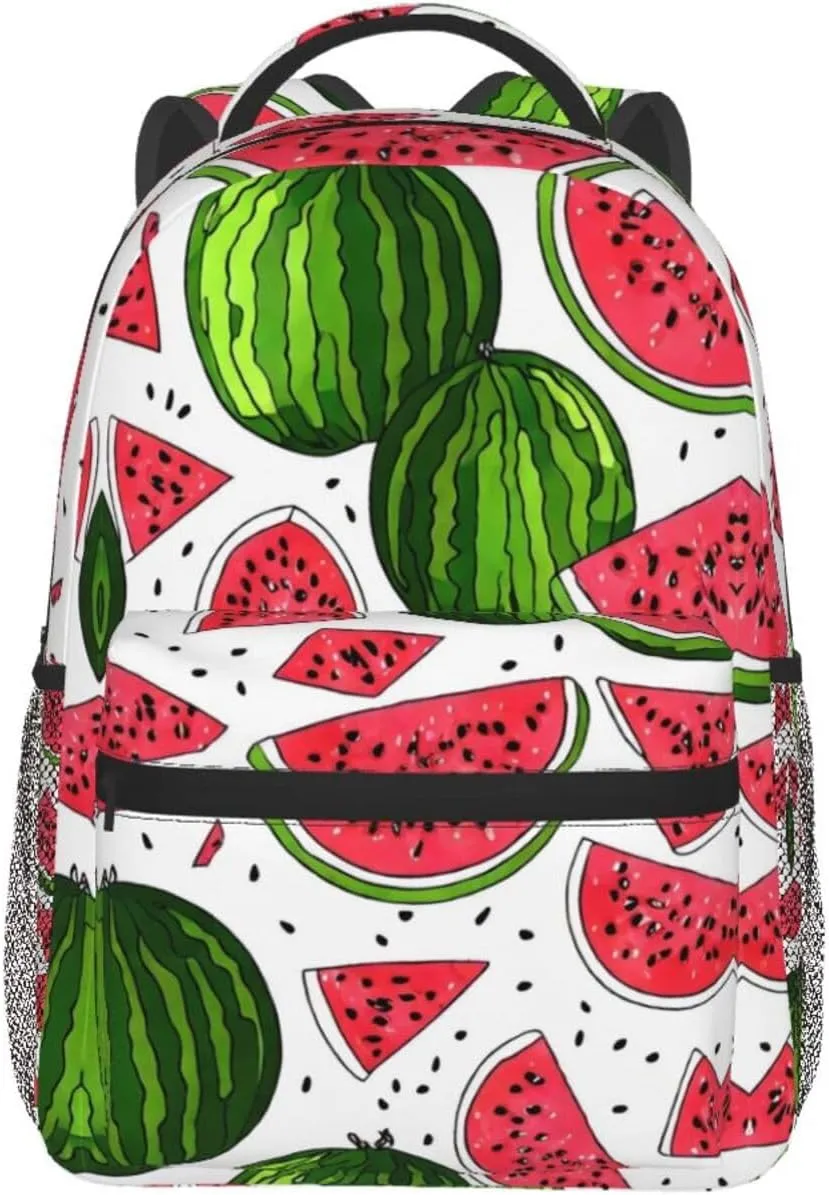 Lightweight Daypack for Camping Business Walking Cycling - Large Capacity Anti-Theft Multipurpose Bookbag, Delicious Watermelon Red Green Gym Outdoor Hiking Backpack