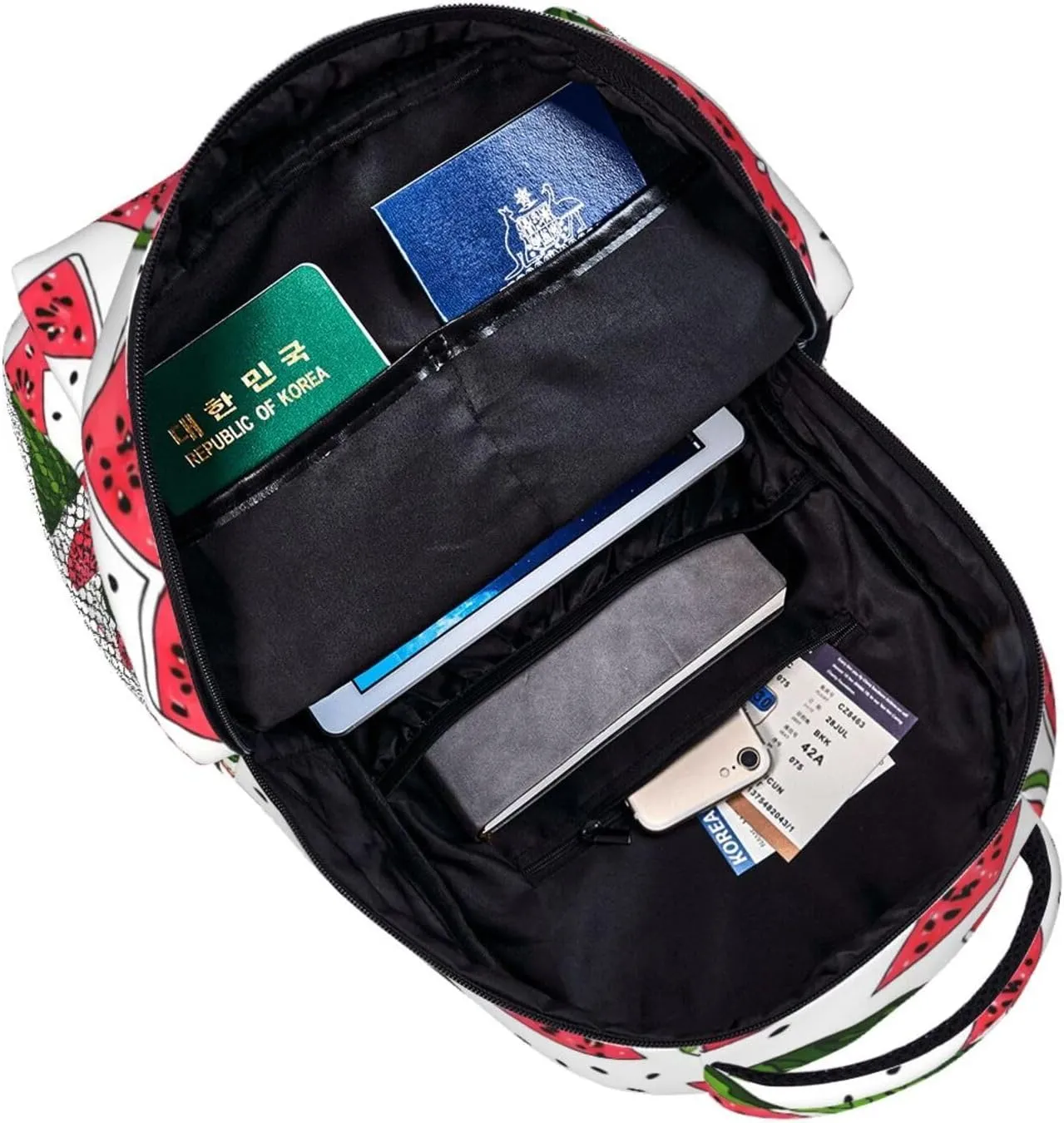Lightweight Daypack for Camping Business Walking Cycling - Large Capacity Anti-Theft Multipurpose Bookbag, Delicious Watermelon Red Green Gym Outdoor Hiking Backpack