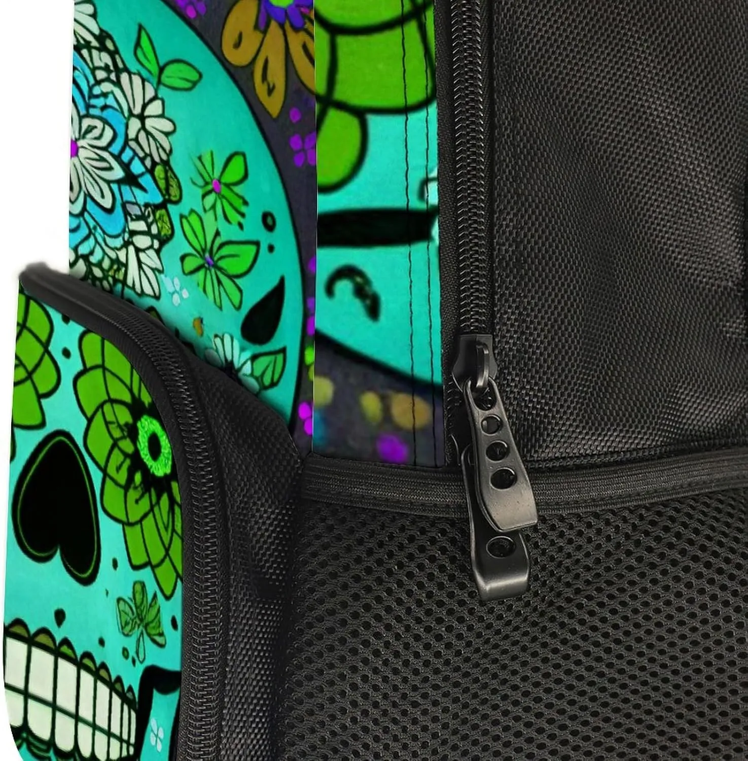 Lightweight Daypack for Camping Business Walking Cycling - Large Capacity Anti-Theft Multipurpose Bookbag, Grunge Mexican Sugar Skulls Day Of The Dead Flowers Art Gym Outdoor Hiking Backpack
