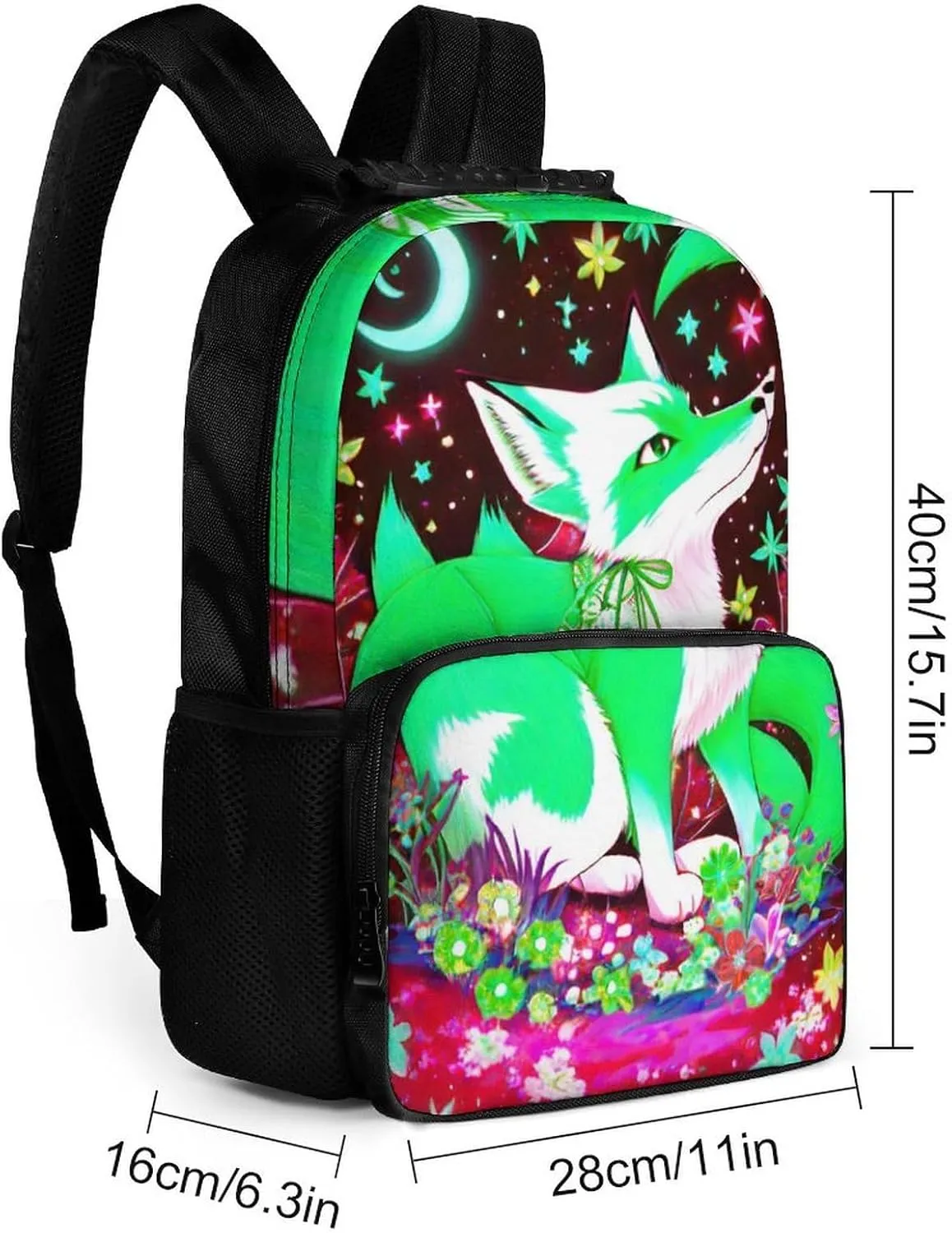 Lightweight Daypack for Camping Business Walking Cycling - Large Capacity Anti-Theft Multipurpose Bookbag, Magical Cute Fox Flowers Art Gym Outdoor Hiking Backpack