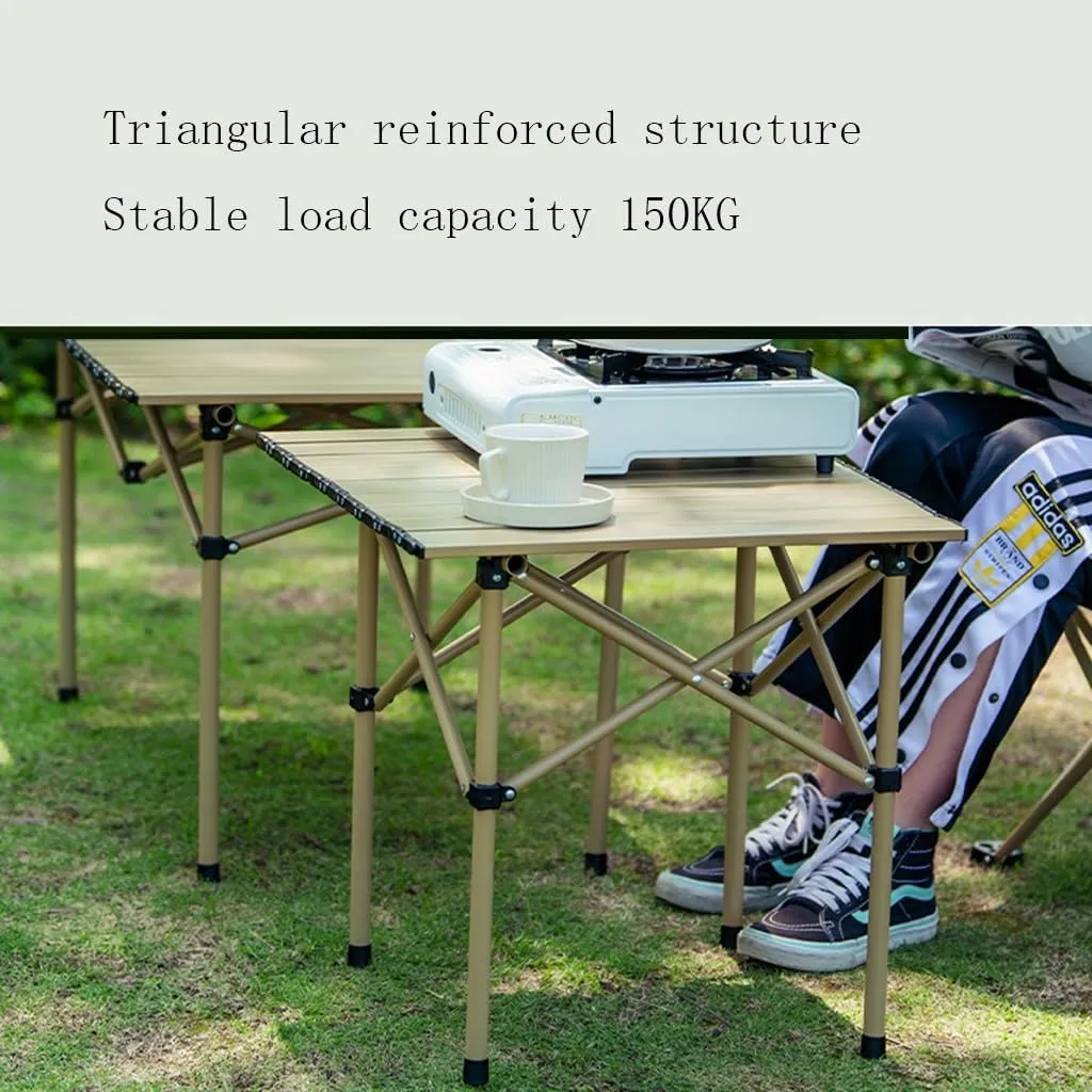 Lightweight Folding Camping Table Portable Outdoor Roll-Up Table Aluminum Table for Picnic Beach Traveling Backyards