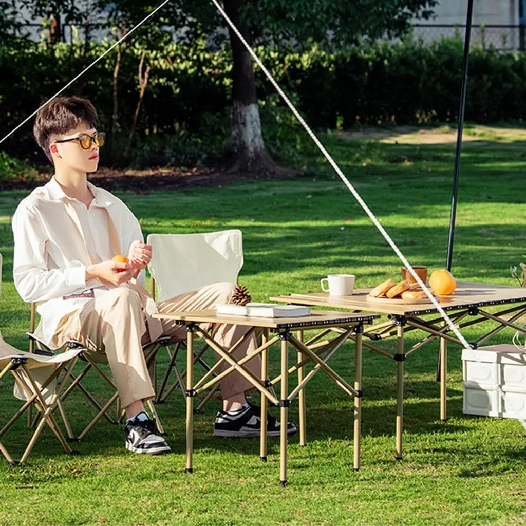 Lightweight Folding Camping Table Portable Outdoor Roll-Up Table Aluminum Table for Picnic Beach Traveling Backyards