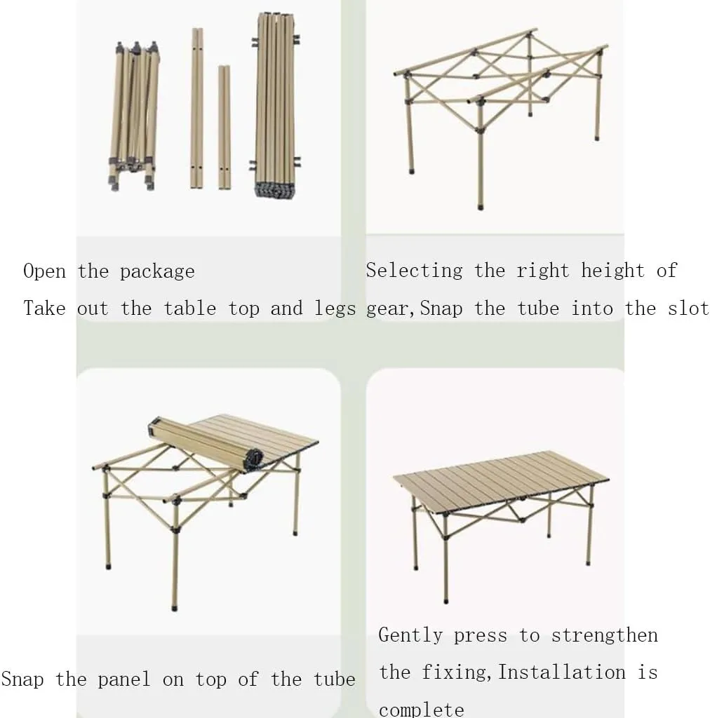 Lightweight Folding Camping Table Portable Outdoor Roll-Up Table Aluminum Table for Picnic Beach Traveling Backyards