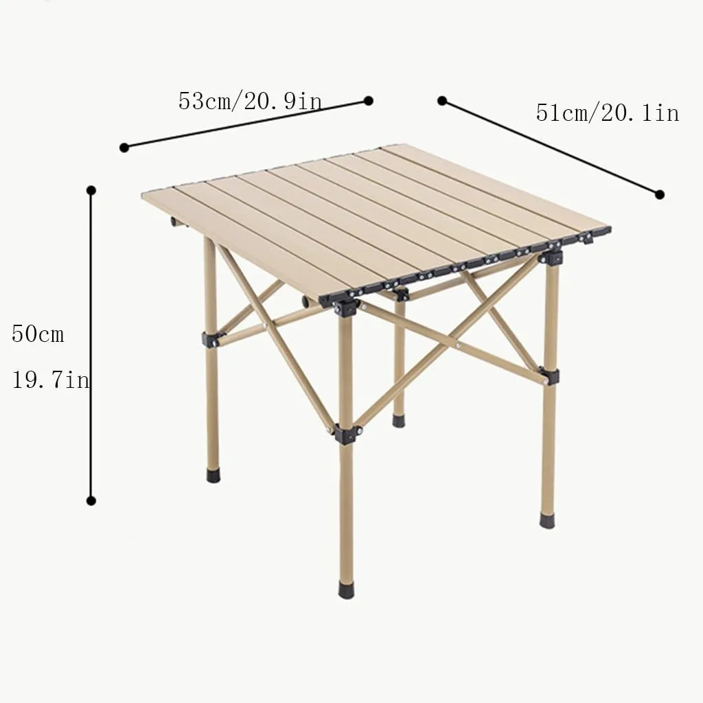 Lightweight Folding Camping Table Portable Outdoor Roll-Up Table Aluminum Table for Picnic Beach Traveling Backyards