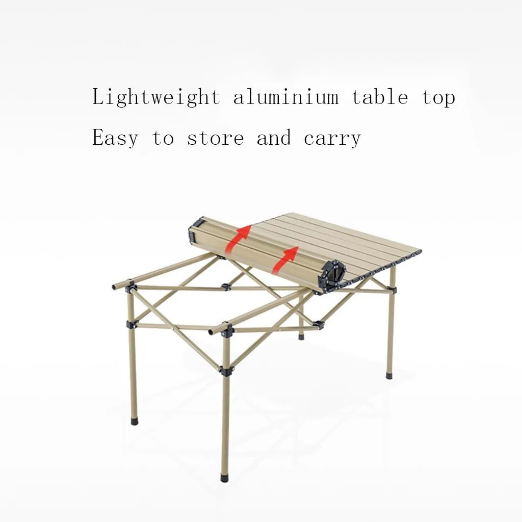 Lightweight Folding Camping Table Portable Outdoor Roll-Up Table Aluminum Table for Picnic Beach Traveling Backyards