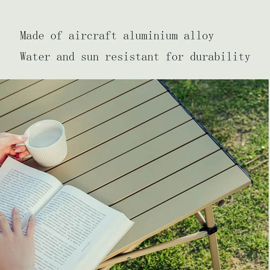 Lightweight Folding Camping Table Portable Outdoor Roll-Up Table Aluminum Table for Picnic Beach Traveling Backyards
