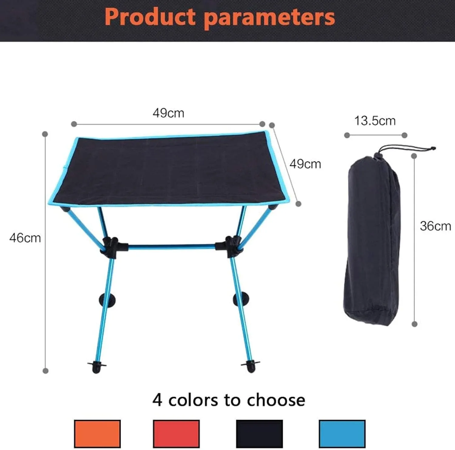 Lightweight Folding Camping Table, Roll Up Portable Picnic Table with Carrying Bag Garden Patio BBQ Party Table,Black