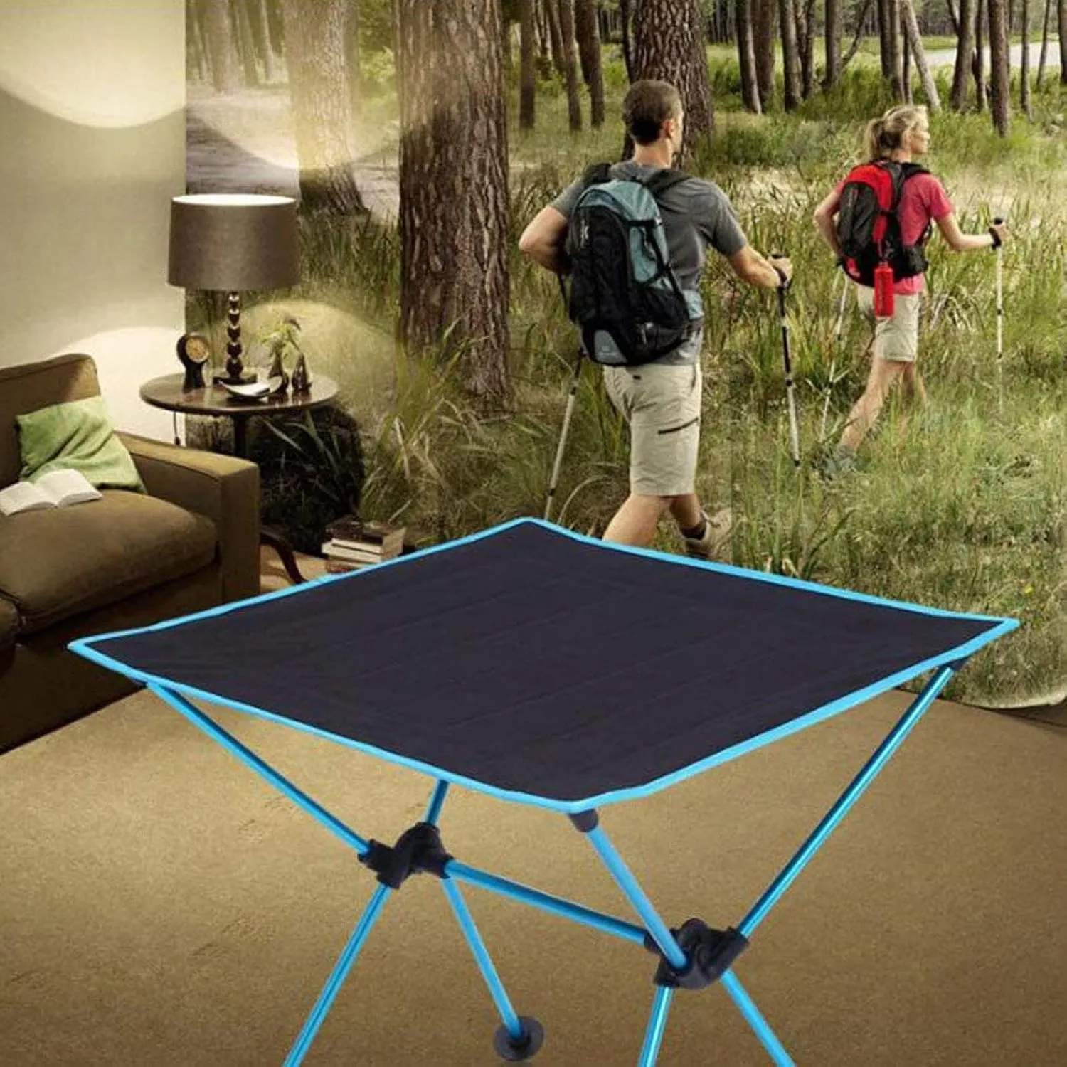 Lightweight Folding Camping Table, Roll Up Portable Picnic Table with Carrying Bag Garden Patio BBQ Party Table,Black