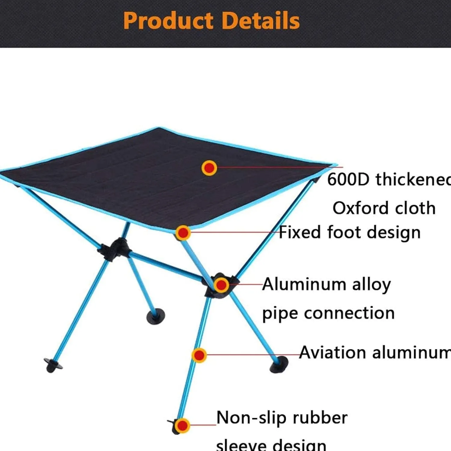 Lightweight Folding Camping Table, Roll Up Portable Picnic Table with Carrying Bag Garden Patio BBQ Party Table,Orange