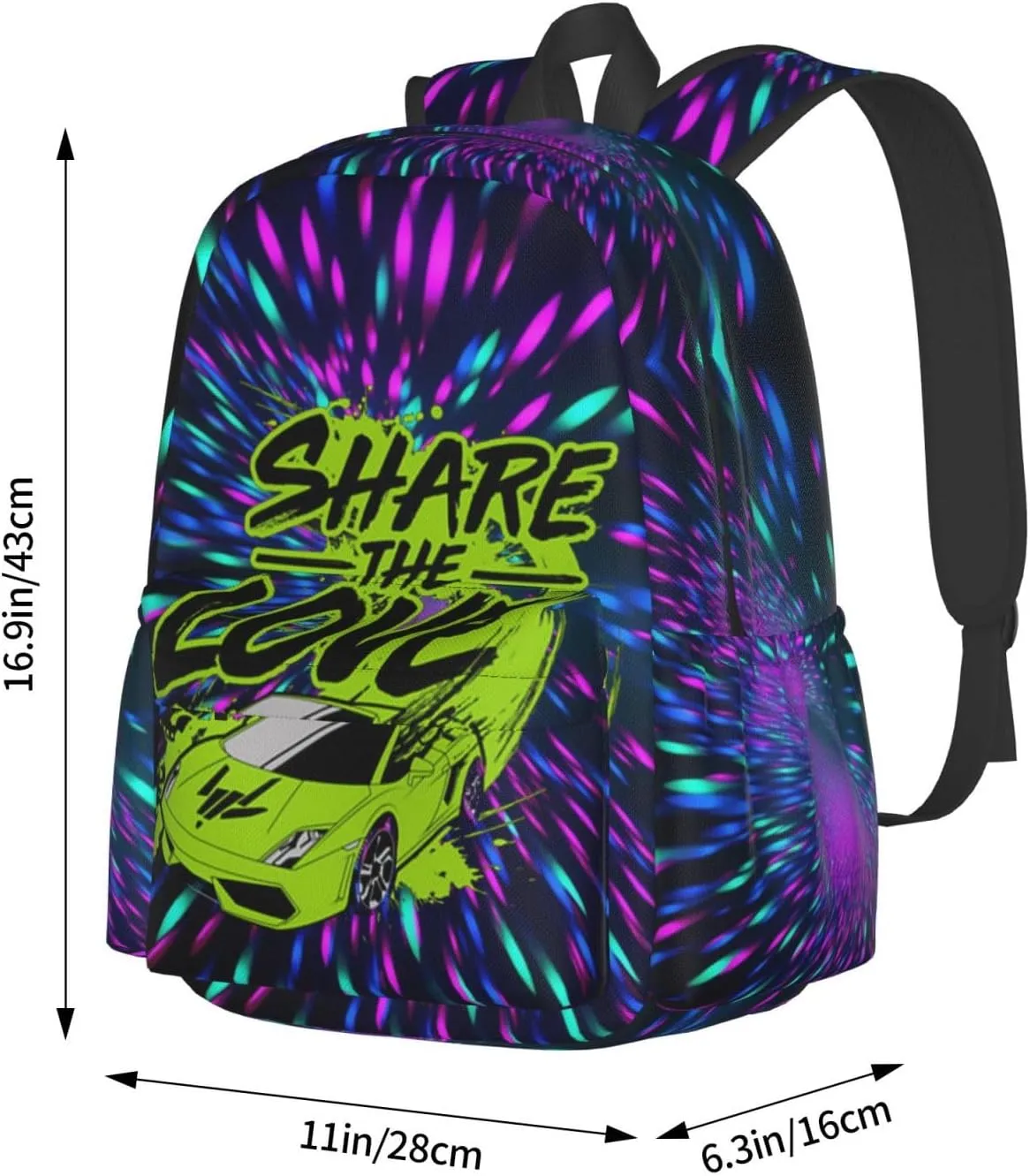 Lightweight Hiking Daypacks Large-Capacity Backpack With Full Print, Adjustable Shoulder Straps, Black2