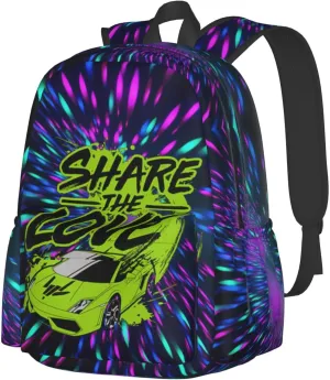 Lightweight Hiking Daypacks Large-Capacity Backpack With Full Print, Adjustable Shoulder Straps, Black2