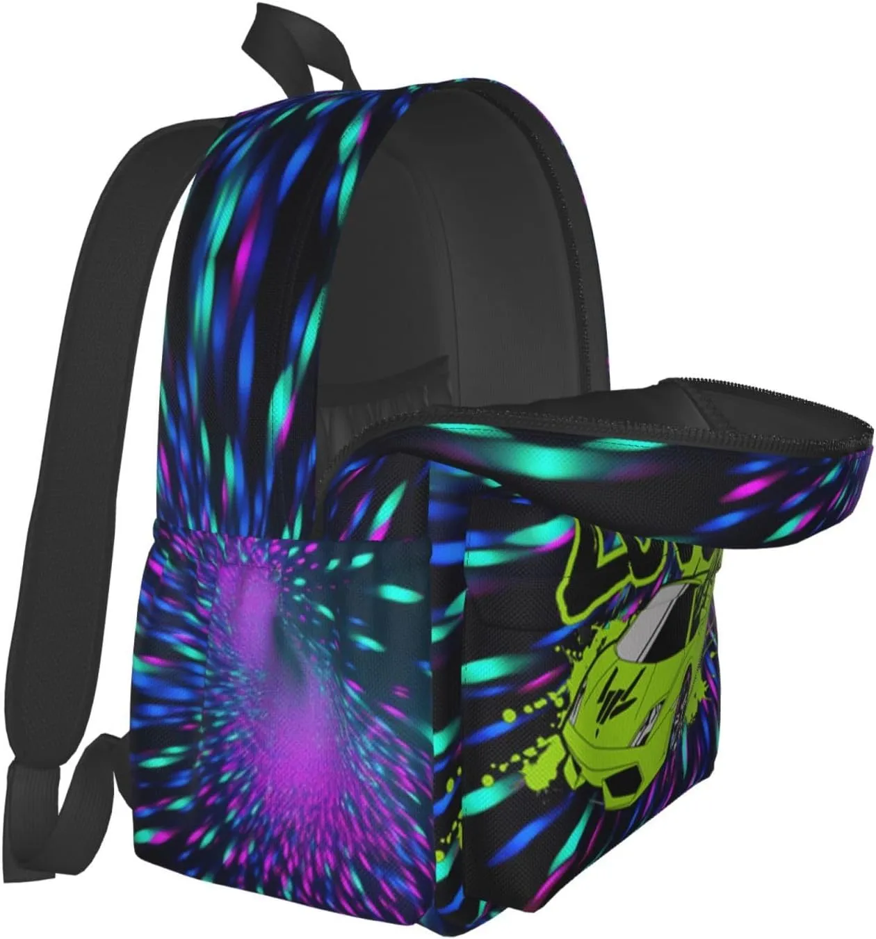 Lightweight Hiking Daypacks Large-Capacity Backpack With Full Print, Adjustable Shoulder Straps, Black2