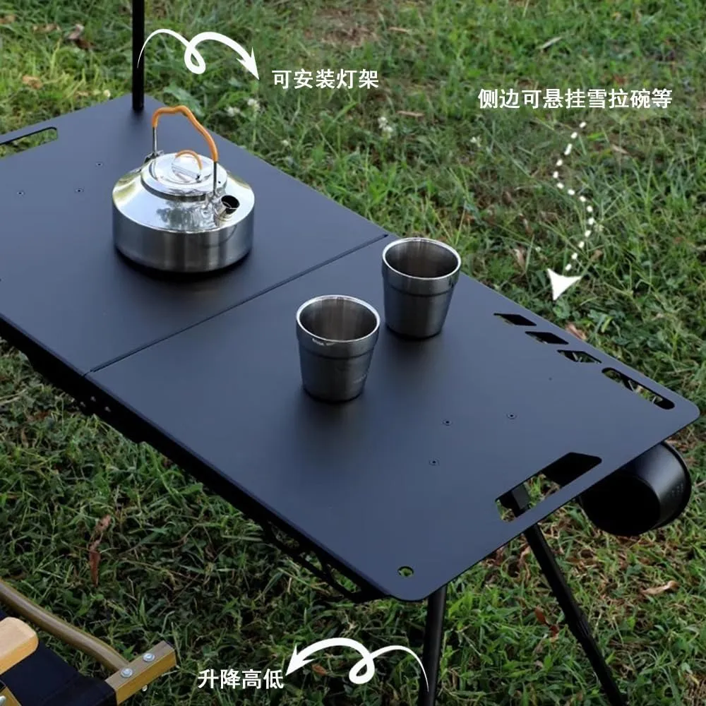 Lightweight Lifting Aluminum Alloy Outdoor Tactical Table Camping Multi-Function Ultra-Light Portable (Tactical Table - Black)