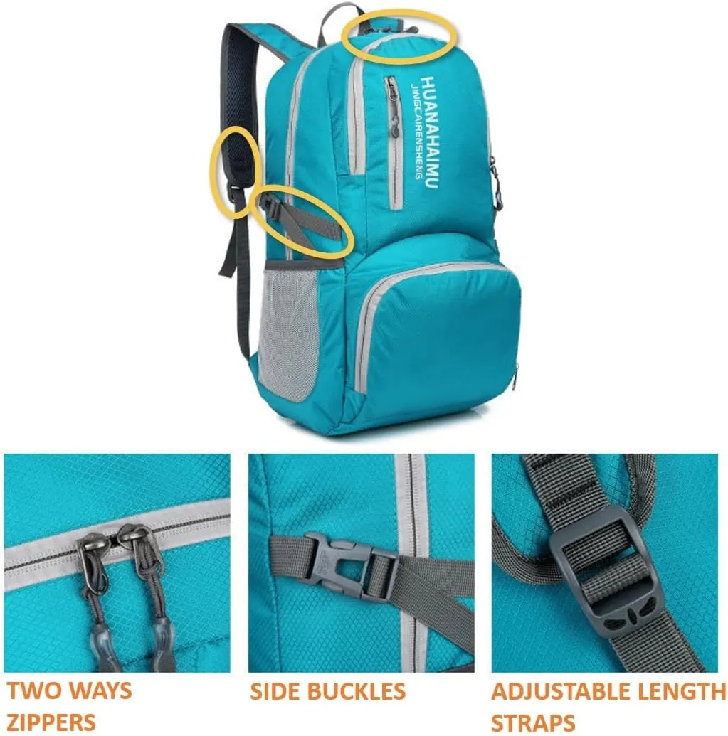 Lightweight Packable Foldable Small Portable 40L Backpack, Travel Trip Camping Hiking Outdoor Sports Backpack City Walking Daypack (Black)