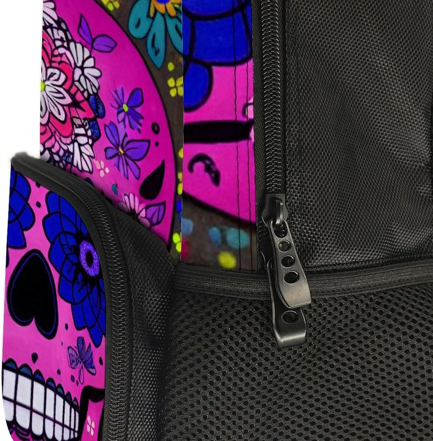 Lightweight Rucksack for Sports Travel Running - Big Capacity Multipurpose Anti-Theft Bookbag, Grunge Mexican Sugar Skulls Day Of The Dead Flowers Art Travel and Sport Backpack Rucksack