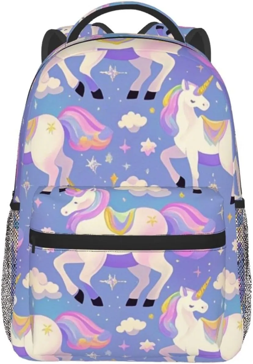 Lightweight Rucksacks for Camping Picnic Walking Cycling - Large Capacity Multipurpose Anti-Theft Carry On Bag, Cute Rainbow Unicorn Art Travel Hiking & Camping Rucksack