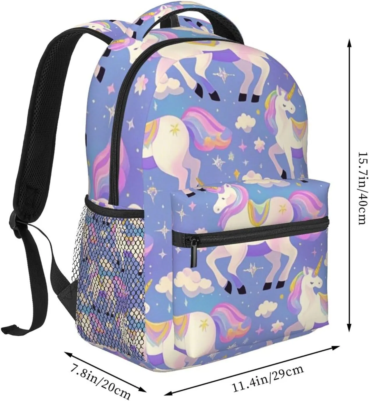 Lightweight Rucksacks for Camping Picnic Walking Cycling - Large Capacity Multipurpose Anti-Theft Carry On Bag, Cute Rainbow Unicorn Art Travel Hiking & Camping Rucksack