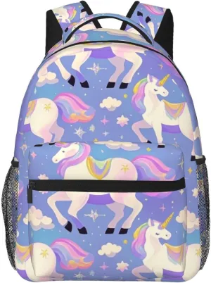 Lightweight Rucksacks for Camping Picnic Walking Cycling - Large Capacity Multipurpose Anti-Theft Carry On Bag, Cute Rainbow Unicorn Art Travel Hiking & Camping Rucksack