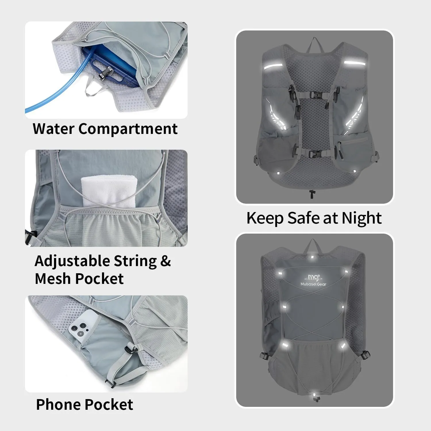 Lightweight Running Vest for Women and Men Hydration Backpack Pack with 1.5L Water Bladder Bag Running Gear Accessories for Hiking Trail Cycling Marathon