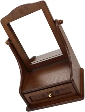 Lightweight Vintage Vanity Mirror Wooden Standable Dresser Mirror for Makeup and Dressing