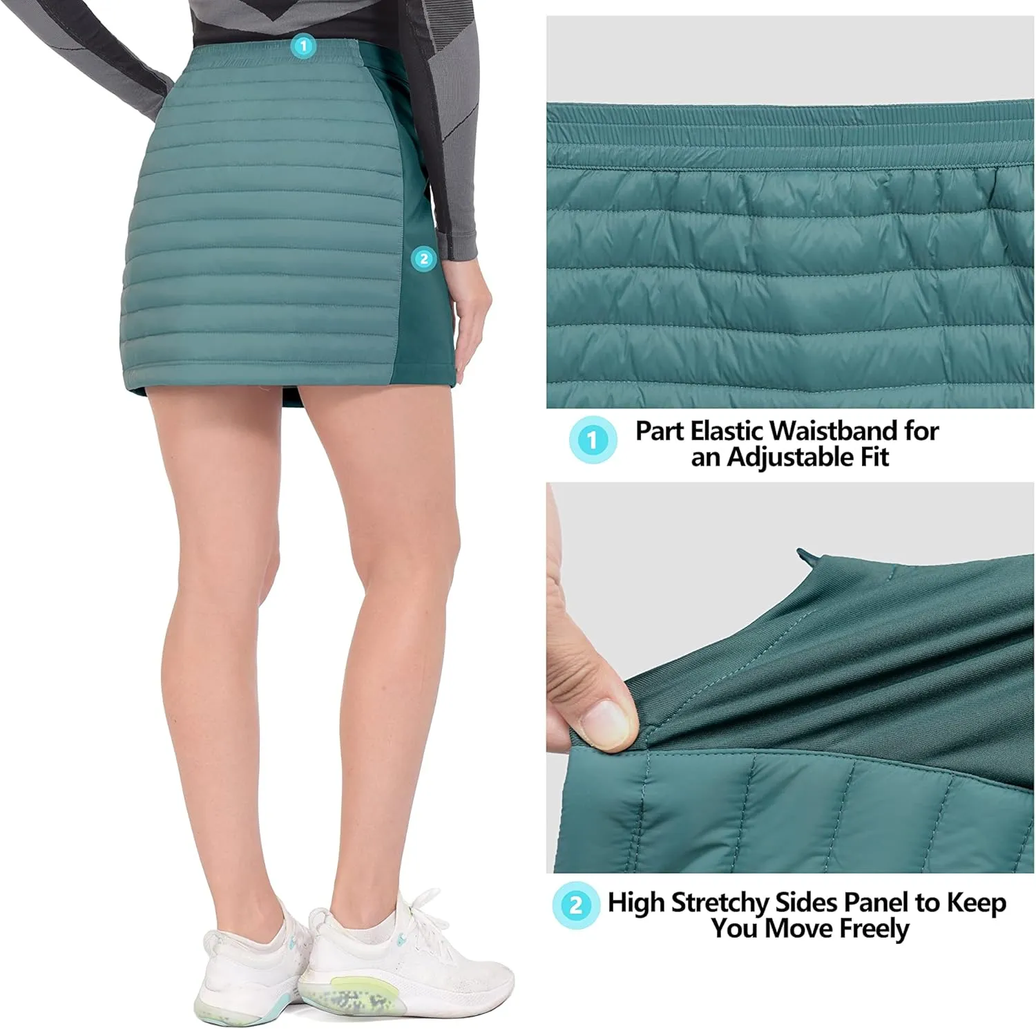 Little Donkey Andy Women's Lightweight Puffer Sport Skorts Warm Quilted Skirt Outdoors Hiking Running