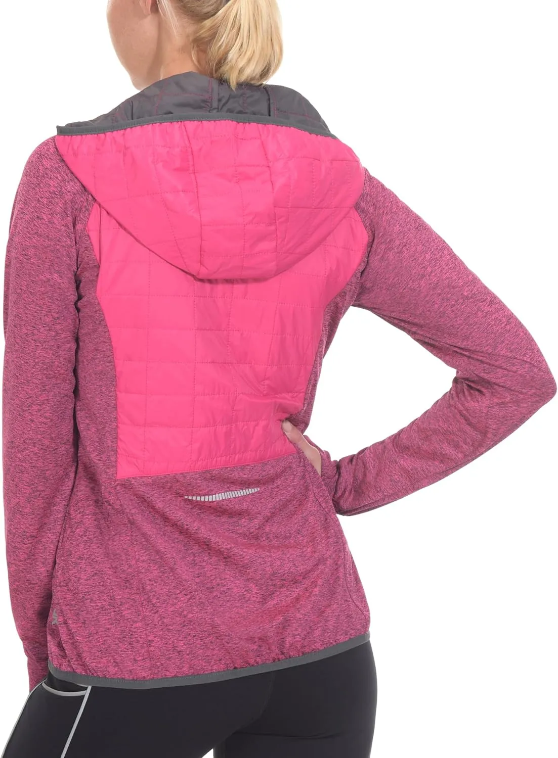 Little Donkey Andy Women's Lightweight Thermal Running Jacket Hybrid Quilted Full Zip Golf Jacket with Hood