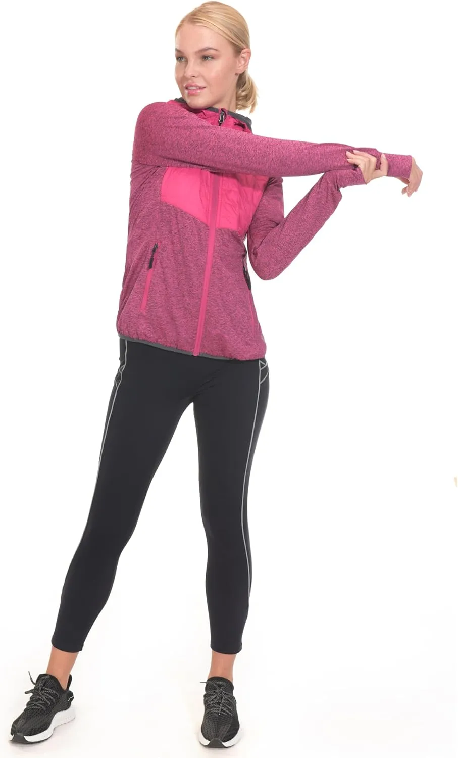 Little Donkey Andy Women's Lightweight Thermal Running Jacket Hybrid Quilted Full Zip Golf Jacket with Hood