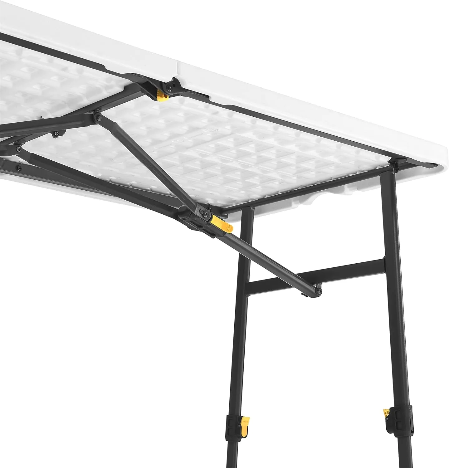 Living and More 4ft Height Adjustable Half Folding Table with Carrying Handle, Easy Folding and Storage, Indoor Outdoor Use, White