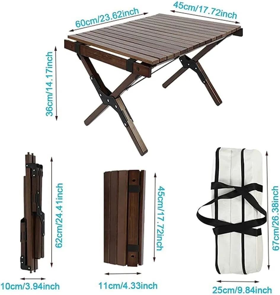 LJYT Outdoor Folding Portable Picnic Camping Table Roll Up Top Portable Camping Side Tables with Aluminum Table Top for 1-2 People
