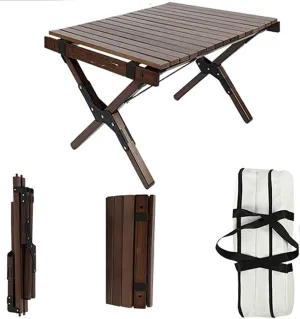 LJYT Outdoor Folding Portable Picnic Camping Table Roll Up Top Portable Camping Side Tables with Aluminum Table Top for 1-2 People