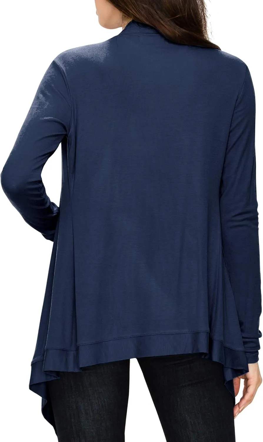 Lock and Love Women's Draped Front Open Asymmetrical Cardigan - Casual Long Sleeve Lightweight Duster