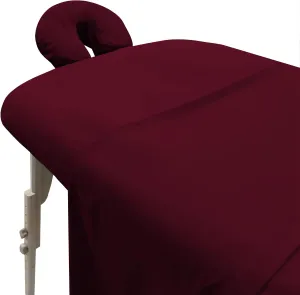 LONDON LINENS Soft Microfiber 3-Piece Massage Table Sheets - Super Lightweight, Stain and Wrinkle Resistant - Includes Table Cover, Fitted Sheet, and Face Rest Cover (Burgundy)