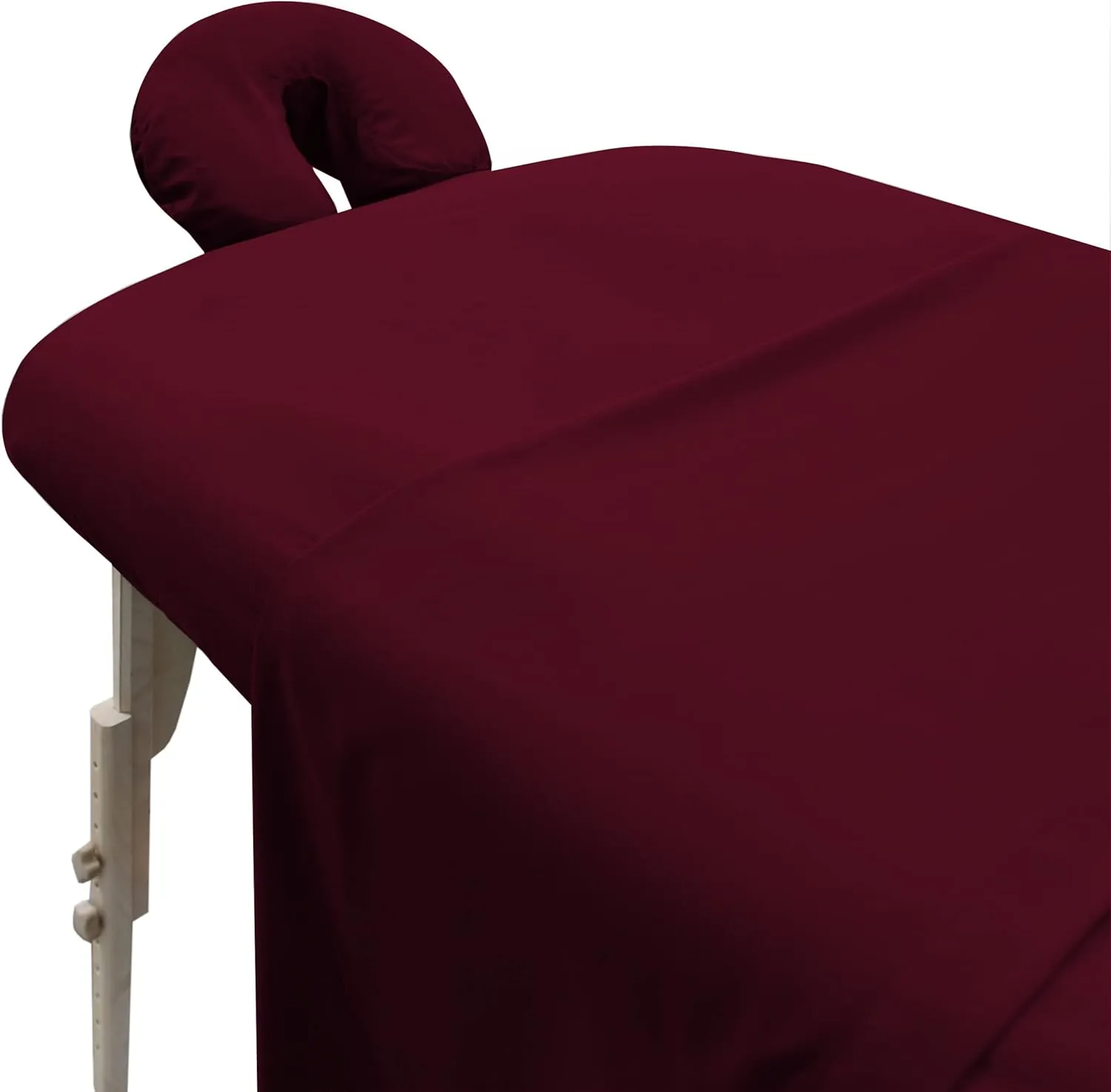 LONDON LINENS Soft Microfiber 3-Piece Massage Table Sheets - Super Lightweight, Stain and Wrinkle Resistant - Includes Table Cover, Fitted Sheet, and Face Rest Cover (Burgundy)