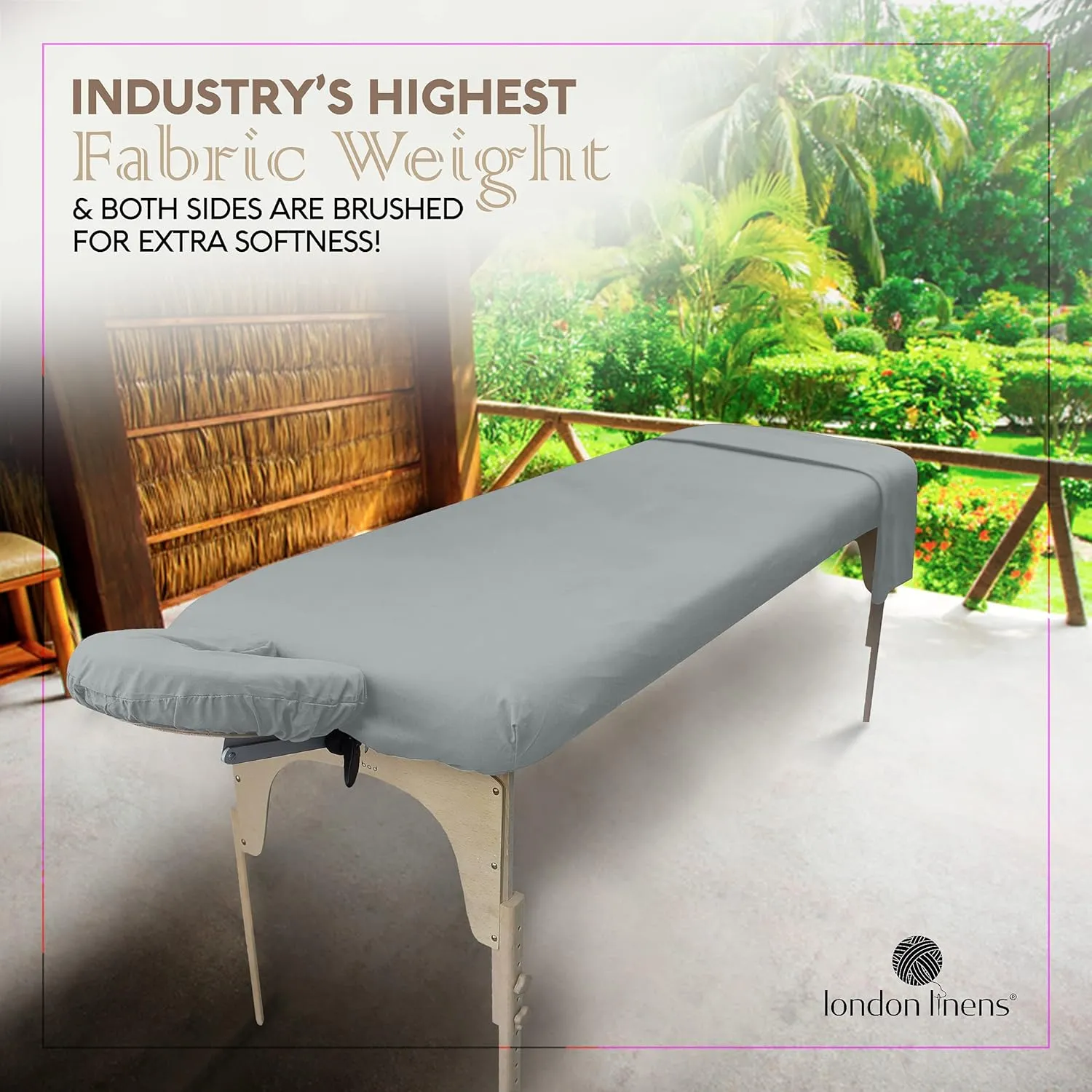 LONDON LINENS Soft Microfiber Massage Table Sheets Set 3 Piece Set - Includes Massage Table Cover, Massage Fitted Sheet, and Massage Face Rest Cover (Stone)