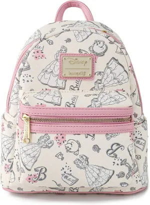 Loungefly Disney Beauty and the Beast Belle All Over Print Womens Double Strap Shoulder Bag Purse