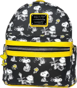 Loungefly Peanuts Snoopy and Charlie Brown Allover Print Womens Double Strap Shoulder Bag Purse