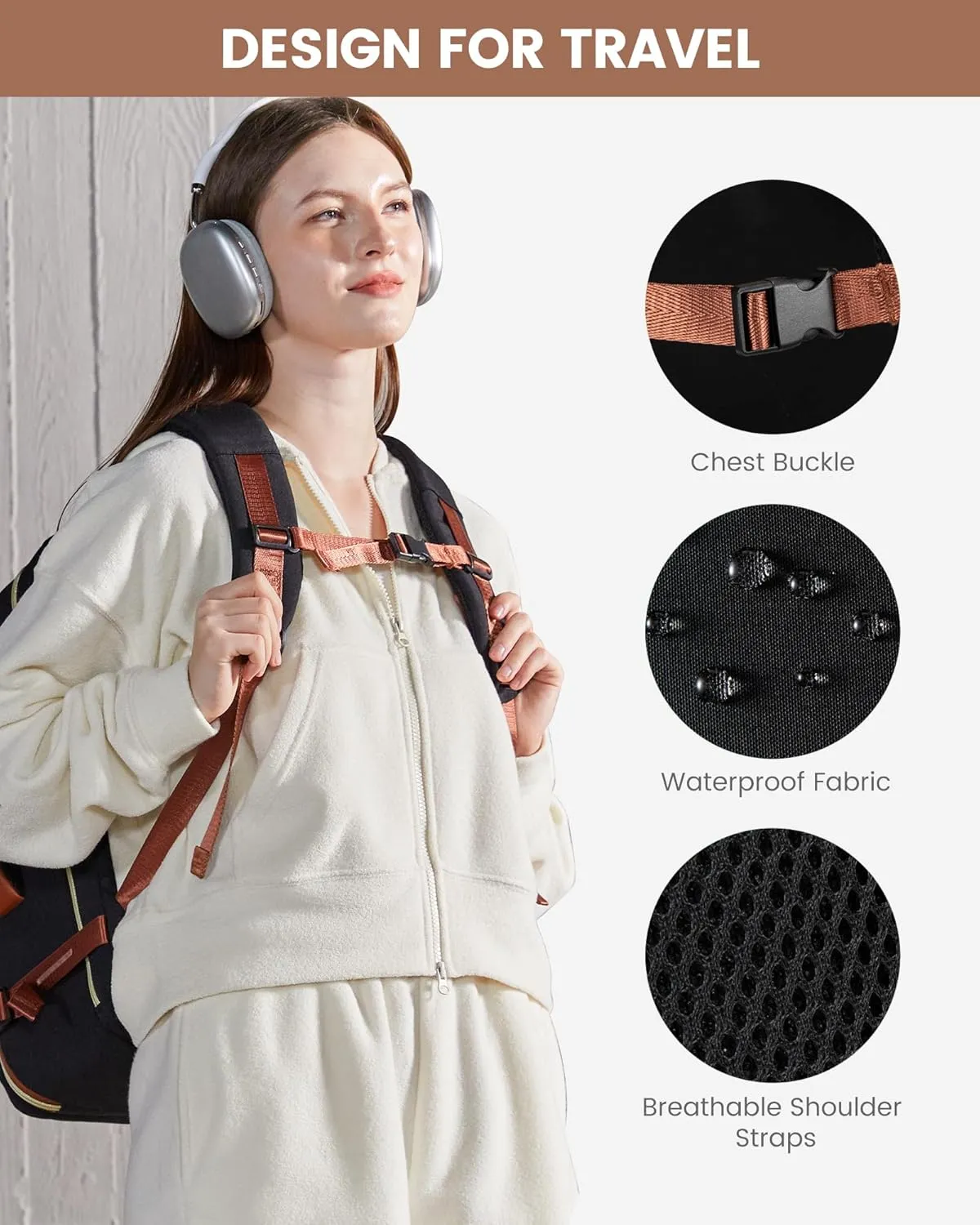 LOVEVOOK 50L Travel Backpack for Women & Men - 18 Inch Carry On Backpack & Personal Item Backpack for Airlines, Spacious and Durable Design, with 3 Packing Cubes
