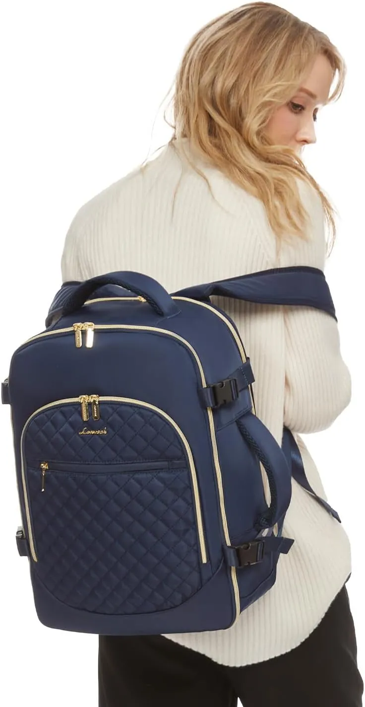LOVEVOOK Carry on Backpack, 30L Travel Backpack for Women Airline Approved,Luggage Business Weekender Overnight Daypack as Personal Item fit for 15.6 inch Laptop,Navy Blue