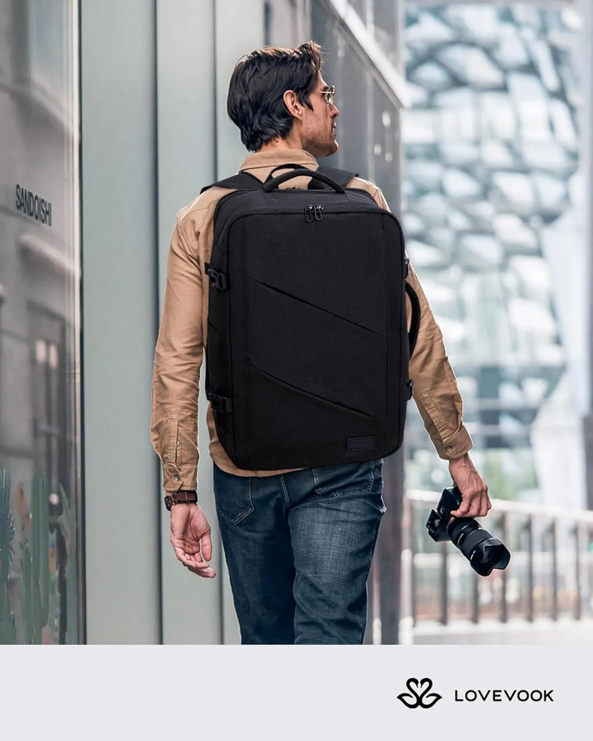 LOVEVOOK Carry on Travel Backpack, Large 50L for Men & Women Flight Approved with USB Charging Port&3 Packing Cubes, Large Suitcase Water Resistant Luggage Daypack Business Weekender Bag, Black
