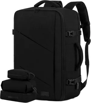 LOVEVOOK Carry on Travel Backpack, Large 50L for Men & Women Flight Approved with USB Charging Port&3 Packing Cubes, Large Suitcase Water Resistant Luggage Daypack Business Weekender Bag, Black