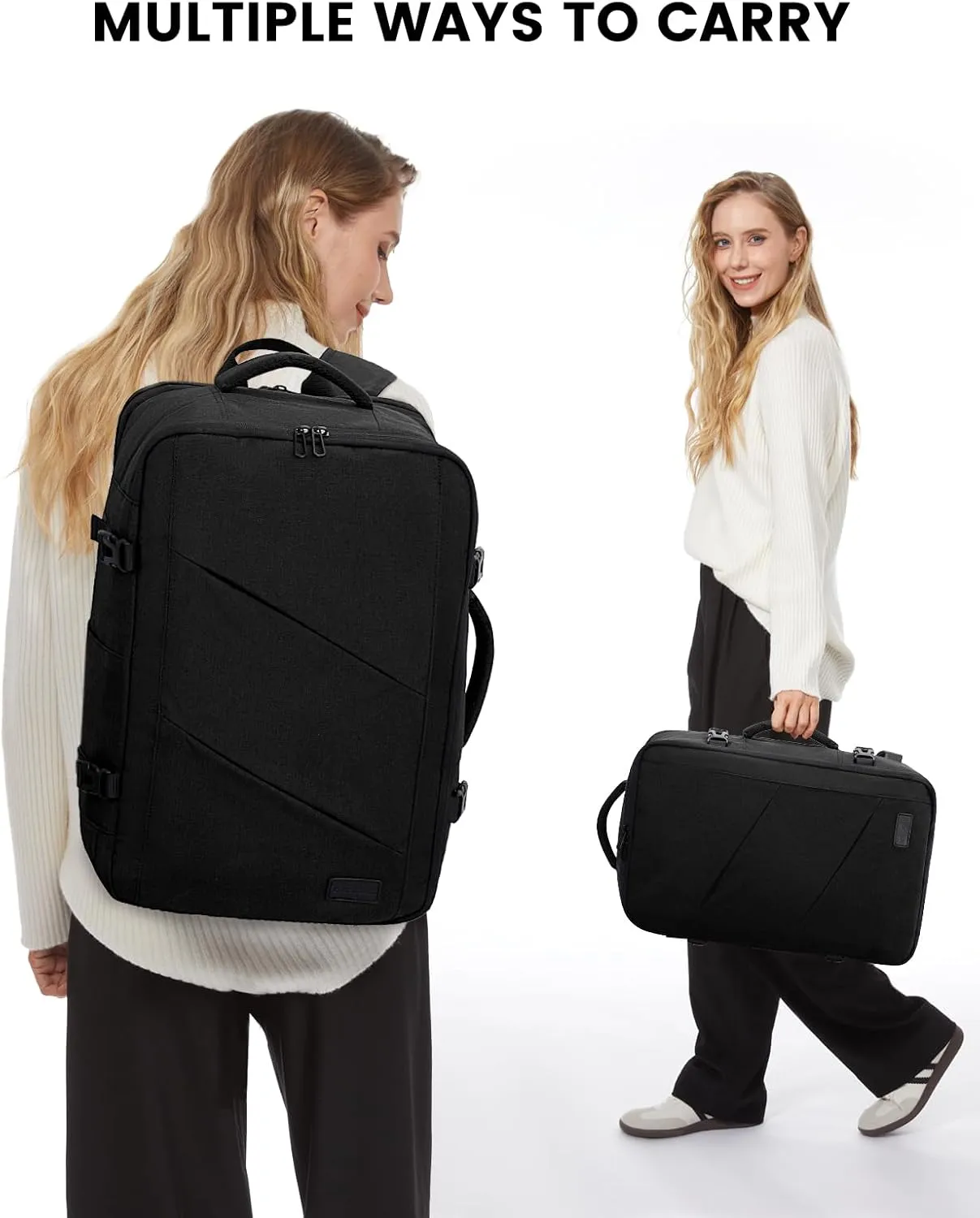 LOVEVOOK Carry on Travel Backpack, Large 50L for Men & Women Flight Approved with USB Charging Port&3 Packing Cubes, Large Suitcase Water Resistant Luggage Daypack Business Weekender Bag, Black