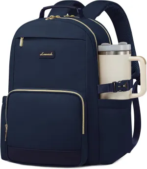 LOVEVOOK Laptop Backpack for Women with Pouch Pocket for Large Capacity Cup,15.6 Inch Laptop Computer Bag Travel Backpack Purse,Waterproof Work Business Backpack College Teacher Bags,Dark Blue