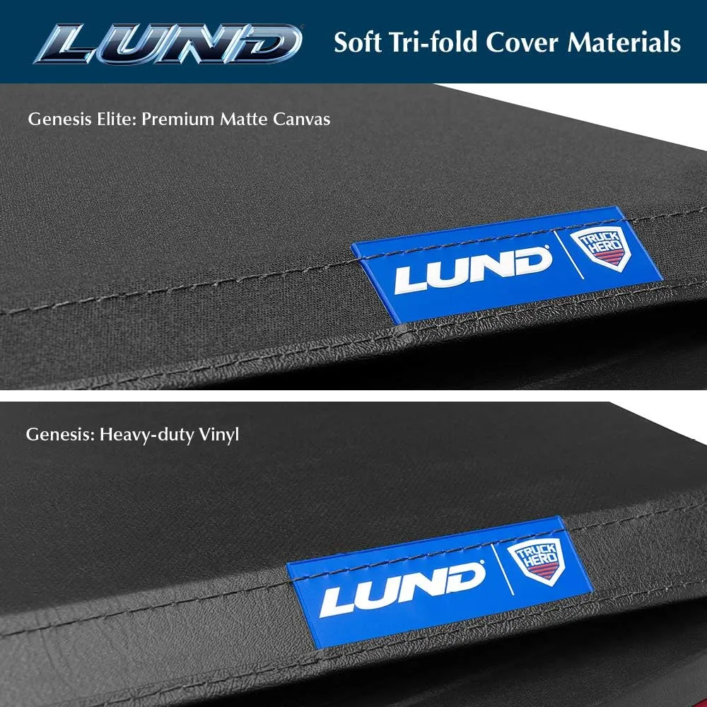 Lund Genesis Tri-Fold Soft Folding Truck Bed Tonneau Cover | 95094 | Fits 2007 - 2013 Chevy/GMC Silverado/Sierra 8' 2" Bed (97.6")