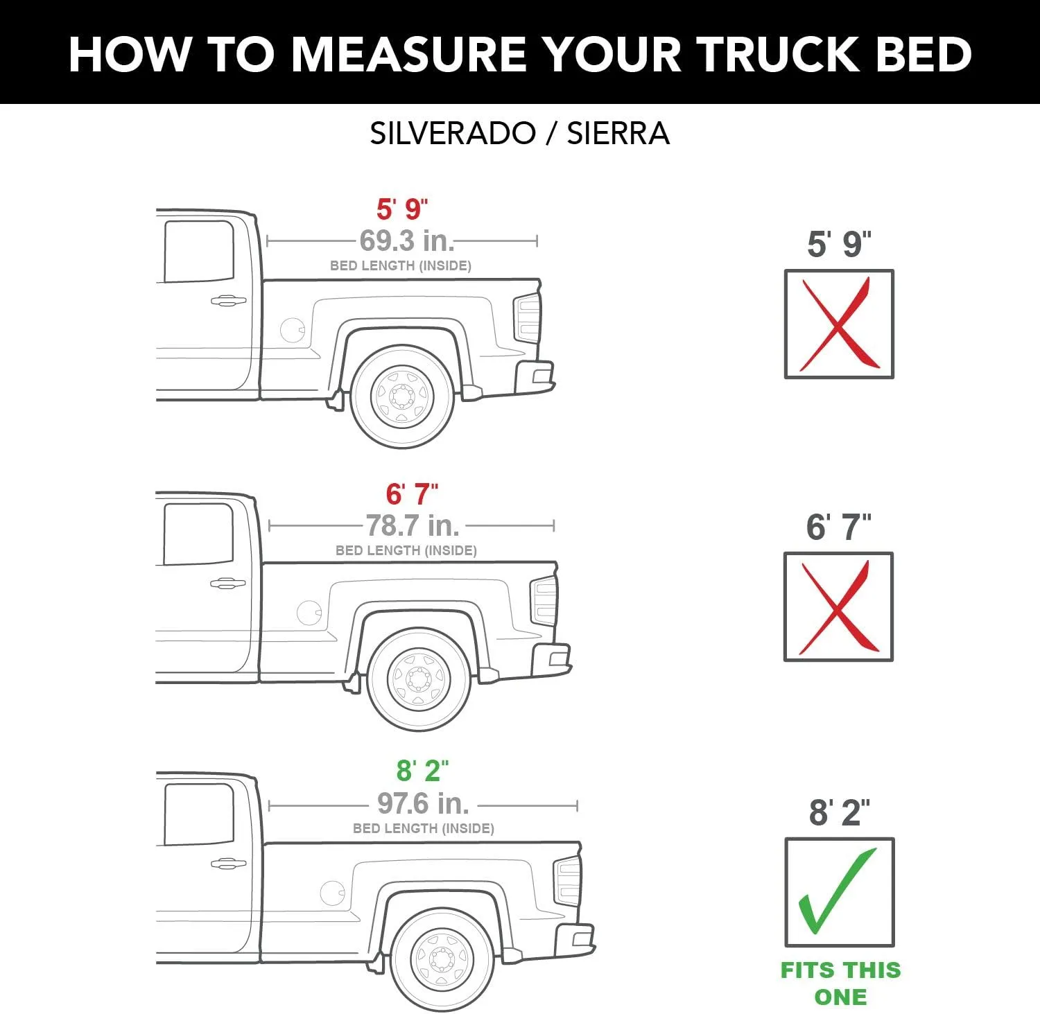Lund Genesis Tri-Fold Soft Folding Truck Bed Tonneau Cover | 95094 | Fits 2007 - 2013 Chevy/GMC Silverado/Sierra 8' 2" Bed (97.6")