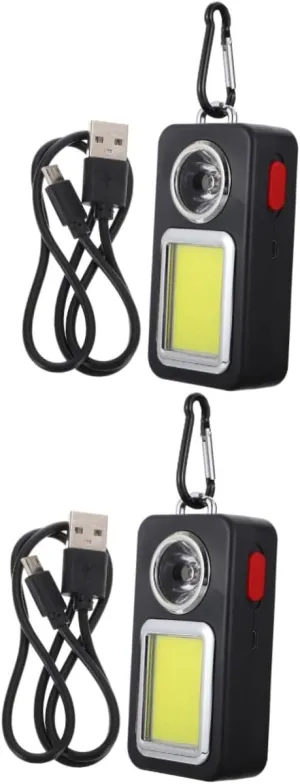 Lurrose 2pcs Rechargeable Emergency Light Led Flashlight High-Power Portable Work Lamp Solar Panel Charger Craftsmanship Design