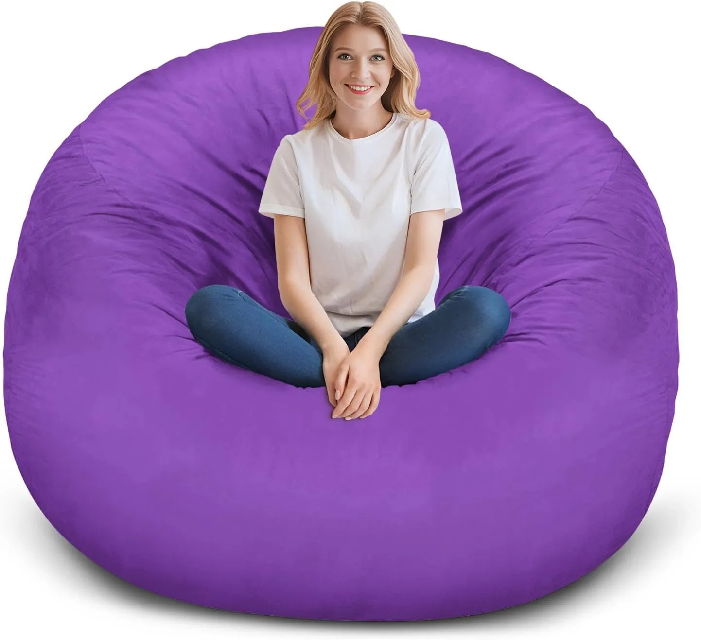 Luxurious Purple Bean Bag Chair Cover (No Filler,Cover only) Giant 6ft Washable Large Bean Bag Sofa Cover, Sack Chair Cover for Family Room Decoration